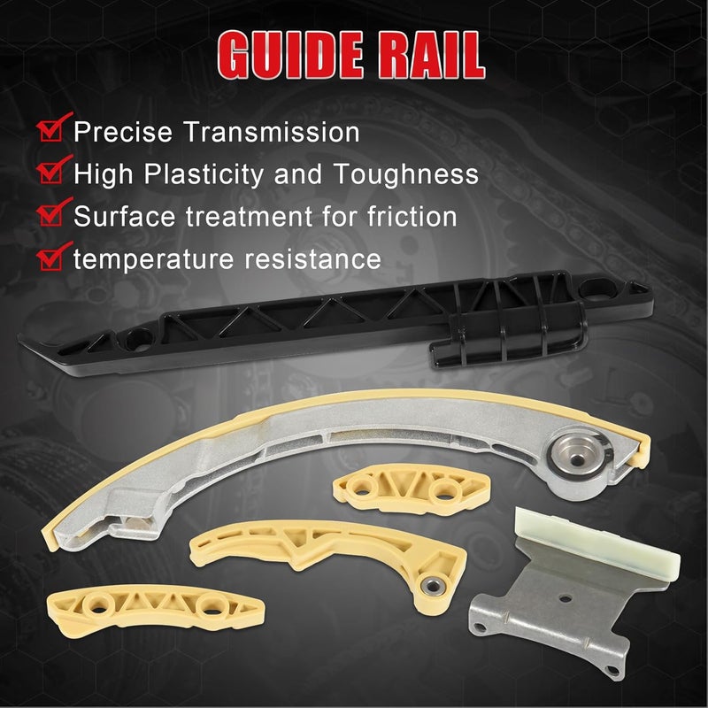 TEMSONE 94201S Timing Chain Kit with Tensioner Guide Rail Crank Sprocket Shaft Sprocket Compatible with Chevy Malibu Equinox Buick LaCrosse L4 2.0L 2.2L 2.4L - Image 4